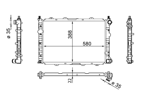 Radiator, engine cooling - CR1567000S MAHLE - 0071754175, 376775684, 50501506