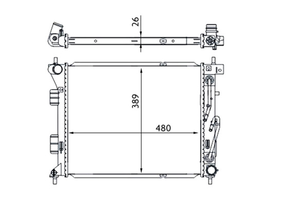 CR1694000S, Chladič, chlazení motoru, Chladič, Chladič motoru, MAHLE, 01283135, 25310A5850, 376781244, 50036, 510185N, 67608, 82002351, HY2351