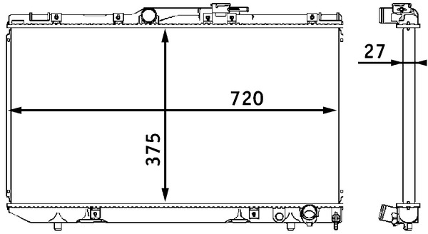 CR198000S, Radiator, engine cooling, Cooler, MAHLE, 0115.3145, 028N25, 101271, 130081, 1640002200, 210690N, 23964, 29280, 376708121, 53002145, 64664A, 731569, 736-1027, KTO145, QER1999, 1153145, 1640064730, 503964, 64804A, 8MK376708-121, TO2145, 1640064731