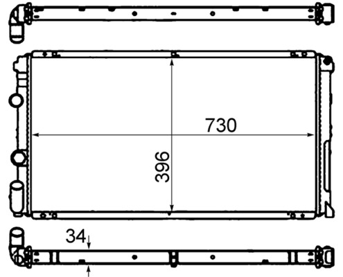 CR204000S, Kühler, Motorkühlung, Kühler, MAHLE, 0207.3001, 023M27, 09161437, 123105, 181770N, 2140000QAH, 350213992000, 376708451, 43002263, 4501137, 58213, 60432263, 63824A, 725-0029, 732050, 7701043693, 9198674, DRM23091, RT2263, 0209.3004, 09198674, 123105/A, 2140000QAJ, 43002265, 4502435, 58214, 63936A, 732918, 7701046210, 8MK376708-451