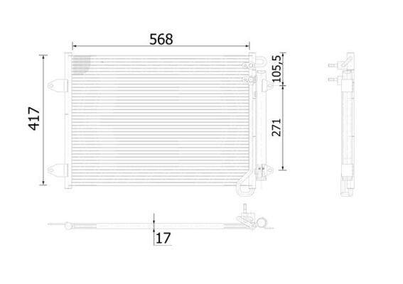 Condenser, air conditioning - AC734000S MAHLE - 0810.3038, 107297, 15226VW