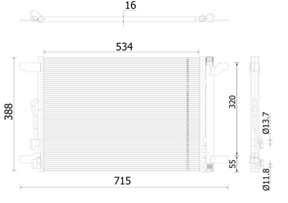 AC915000S, Condenser, air conditioning, Air-conditioning various, MAHLE, 350509, 351010414, 5QD820411J, 5QM816411, VNA5335D, 5QM816411A