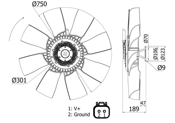 Fan, radiator - CFF421000S MAHLE - 12055000A, 1422502, 278004N