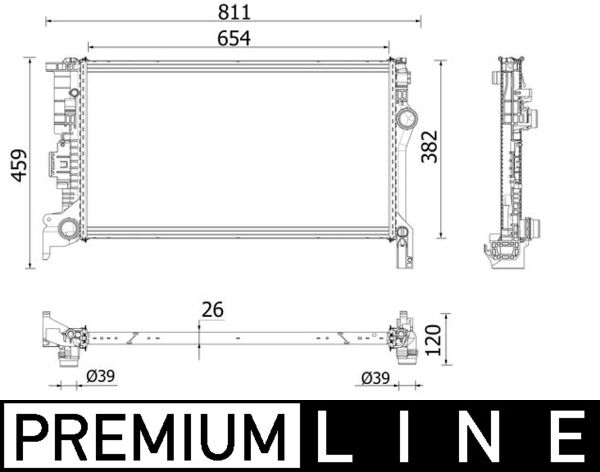 CR2334000P, Kühler, Motorkühlung, Kühler, MAHLE, 01113090, 220030N, 31338288, 59012702, 65623, VO2304, 32224828