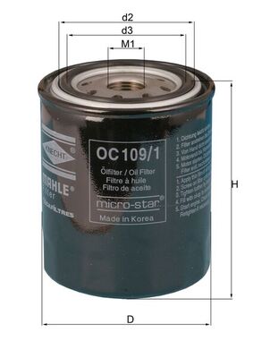 Oil Filter - OC109/1 MAHLE - 0451103110, 1109H7, 1112650