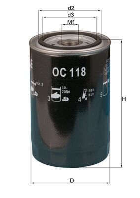 Oil Filter - OC118 MAHLE - 0003132302, 0006731G, 0451104005