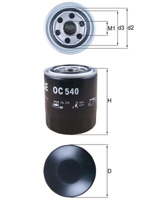 Olejový filtr - OC540 MAHLE - 0451103366, 0K55114302, 10K0005