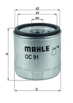 OC91D, Oil Filter, Oil filter, MAHLE, 11001341616, MW712, PH6063, SO9001, 1341616