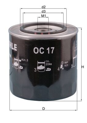 Olejový filtr - OC17 MAHLE - 0003938626, 0451103170, 10.19.04/110