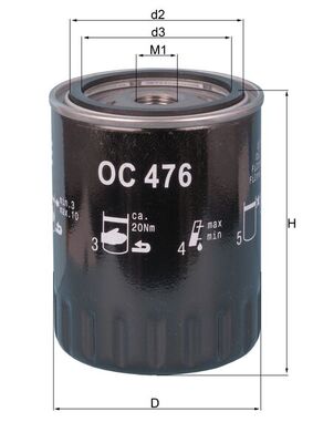 OC476, Oil Filter, Oil filter, MAHLE, 2631027200, 864OX, BFO4166, ELH4416, F026407018, FO614, JFOH04S, LS1067, OP632/5, VFL562, W830/3, WL7426, 2631027200AR