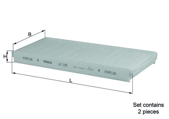 LA235/S, Filter, interior air, Cabin filter, MAHLE, 715574, AH367-2, CF11446-2, CP1176, J1343012, LDY461J6X, MP228-2, PC8337-2, LDY461J6X9A, LDY461J6XA, LDY461J6XA9A, LDY461J6XB9A