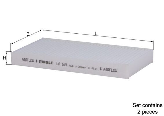 LA674/S, Filter, interior air, Cabin filter, MAHLE, 17507X2, 1987435008, 21DG0, 21DGDG0, 5323900, 68033193AA, 715696, 80001718, ADA102513, AH5692, CU1811-2, E4900LI2, FAADG0, FC393X2, K68033193AA, LVCF551, MS6389, S3239C, TSP0325337, V33305001, CP1400, M5008, T1002123T