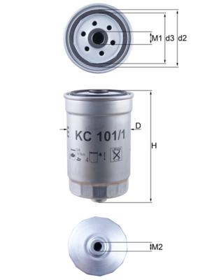 KC101/1, Fuel filter, Fuel filter, MAHLE, 1457434516, 2401200, 30H03, 319112G501, 319222B900, 37143230001, 4275FS, 4919, ADG02333, ALG2124, BFF8113, CFF100493, CS767, EFF222, ELG5382, FG2101, FN159, FP5921, H133I27, H707WK, hdf592, J1330519, LVFF692, M625, N1330520, PP979/4, PS10667, QFF0272, SN25061, V529570