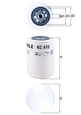 Fuel filter - KC416 MAHLE - 0504112123, 154705212060, 2343230008