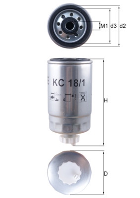 Palivový filtr - KC18/1 MAHLE - 1133493R1, 1240619H1, 1290383H1