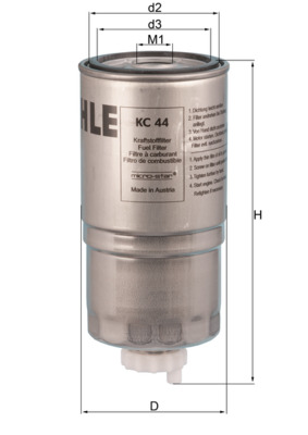 KC44, Fuel Filter, Fuel filter, MAHLE, 84477374, 89512387, 84814637, 9512387, BF587D, FS19913, SN40551, WK82, FS36243