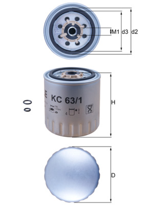 Fuel filter - KC63/1D MAHLE - 0010921452, 0143230019, 10936635