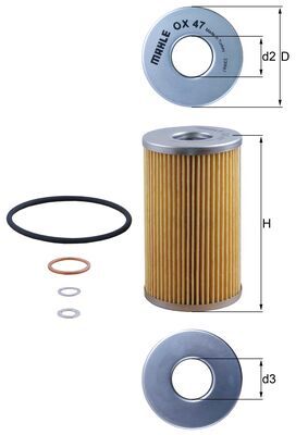 Oil Filter - OX47D MAHLE - 0001800009, 0009839005, 0141150811