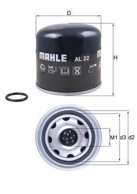 AL22, Air Dryer Cartridge, compressed-air system, Other, MAHLE, 0986628253, 1391510, 14340420005, 21639, 2739300, 50013634, 570001, 96006E, AD785/2, AF27853, BA5376, DE2202, ELD8106, FT5810, II41300F, P951417, S7393A, SP1452, SP800/2, T200W, TB1364X, 0986628257, 1439553, 634AD, MBX0198, 2142288, 986628253, 986628257, F026404013