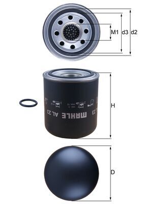 Air Dryer Cartridge, compressed-air system - AL23 MAHLE - 0004292497, 0986628251, 1527758