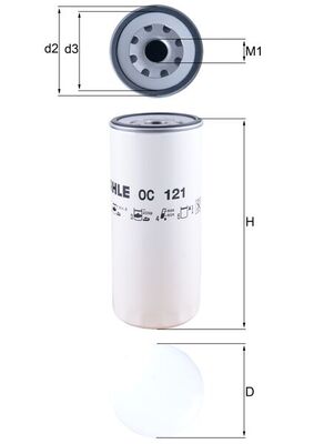 Olejový filtr - OC121 MAHLE - 0003600140, 0451104010, 055OS