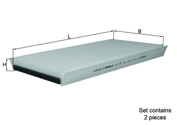 LA173/S, Filter, interior air, Cabin filter, MAHLE, 0146843, 1457, 1987432103, 21652848, 64116921018, 698856, AH5942, CAF1790, CU3124-2, E1920LI-2, JLR7121, 64116921019, 64310146843, F00E369781, 64119272643, 64316379959, 64316904638, 6921018, 6921019, 9272643