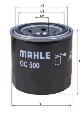 OC500, Oil Filter, Oil filter, MAHLE, 15208AA024, C304, PH9688, TC14459, W811/80, Z259, 15208AA030, 15208AA031