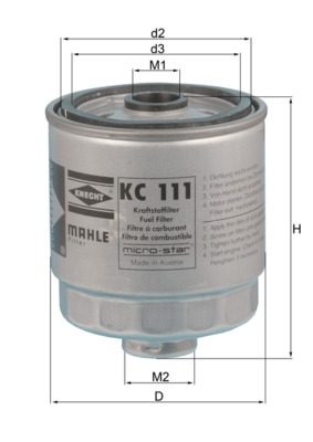 Fuel filter - KC111 MAHLE - 110312, 1457434443, 154065636210