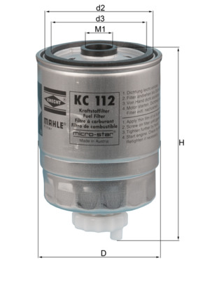 Fuel filter - KC112 MAHLE - 0813566, 1457434103, 2435000