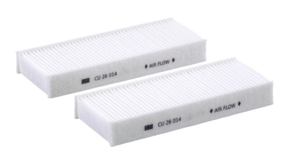 CU 26 014-2, Filter, interior air, Filter, MANN-FILTER, 11-123190016/S, 17565-X2, 1987435062, 44847, 4781-AC, 53.277.00, 62944847, 715808, 80004812, 9804163380, AC150, ADP152514, AH425-2, CCF0497, CF11808-2, CUK26014-2, CW548001, E3942LI-2, E718-2, EKF370-2, FC448x2, HB263, JLR7303, K1328-2x, LA1157/S, LVCF591, MS-6478, NC2394, PC8396-2, S3277C