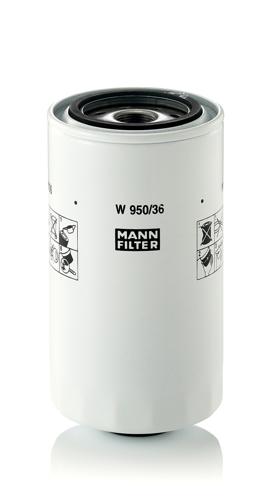 W 950/36, Oil Filter, Oil filter, MANN-FILTER, 2995561, 500038752, 500040983, 107820, 1534548, 15582, 206076, 23.471.00, 40.60.48/110, 4077-OS, 7.59003, 92094E, ADL142117, B7376, BC-1355, COF100683S, DO1834, ELH4760, EOF223, F026407081, FO274, FT5744, GFE590, H19W12, LF16172, LI9170/36, LS368, OC582, OL9988, OP592/7